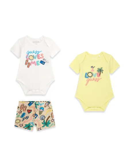 SET 2PCS SS BODY+SHORTS YELLOW/WHITE