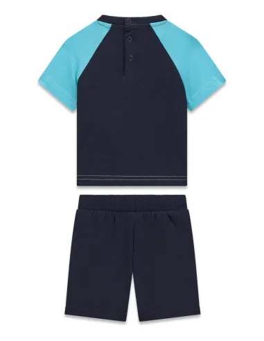 SET SS T-SHIRT+TERRY SHORTS BLUE WHITE COMBO