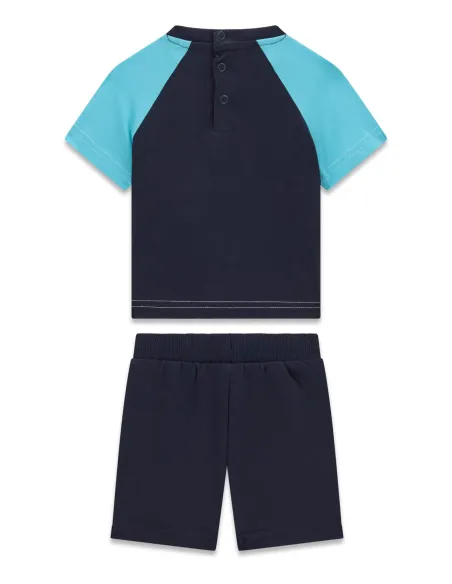 SET SS T-SHIRT+TERRY SHORTS BLUE WHITE COMBO