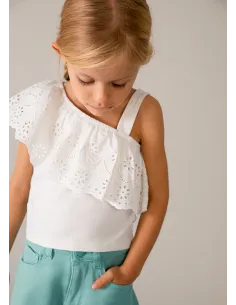 Camiseta tirantes perforado - Crudo     