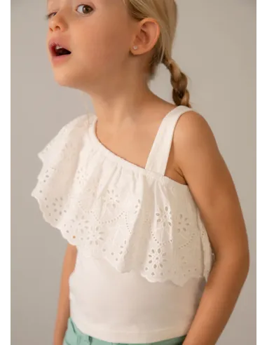 Camiseta tirantes perforado - Crudo     