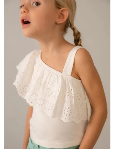 Camiseta tirantes perforado - Crudo     