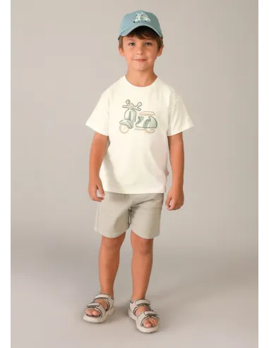 Camiseta m/c bordado - Nata      