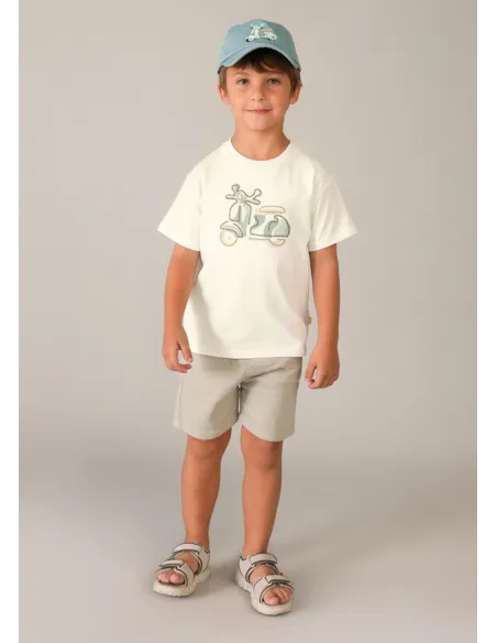 Camiseta m/c bordado - Nata      