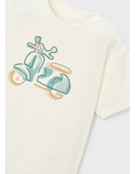 Camiseta m/c bordado - Nata      