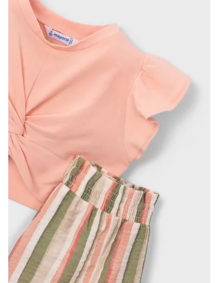 Conj. short rayas - Mandarina 