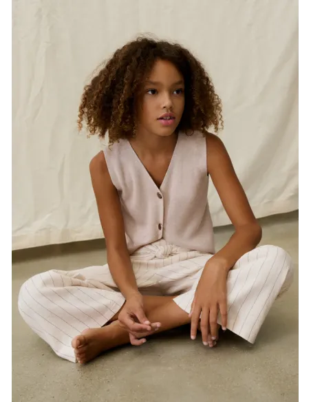 Top tricot botones - Almendra m