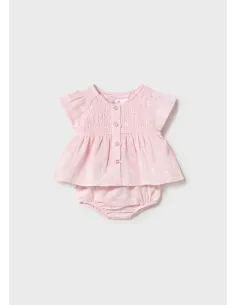 Conj. short gasa - Rosa baby