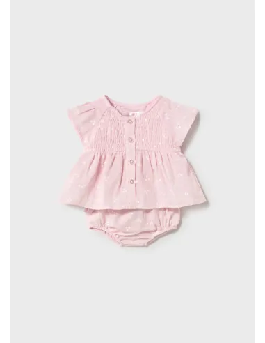 Conj. short gasa - Rosa baby