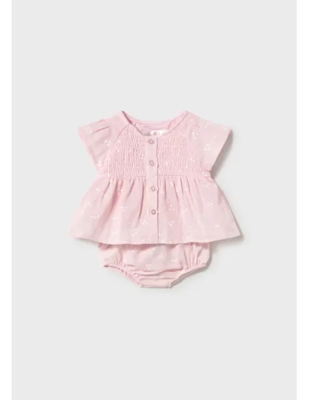 Conj. short gasa - Rosa baby