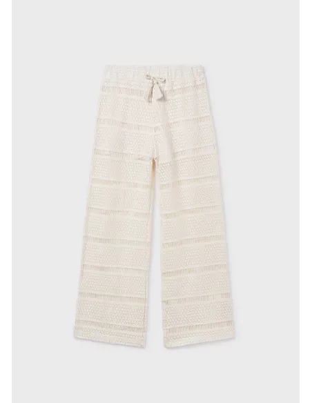 Pantalon largo tipo crochet - Hueso     