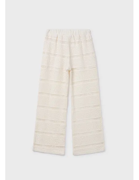 Pantalon largo tipo crochet - Hueso     