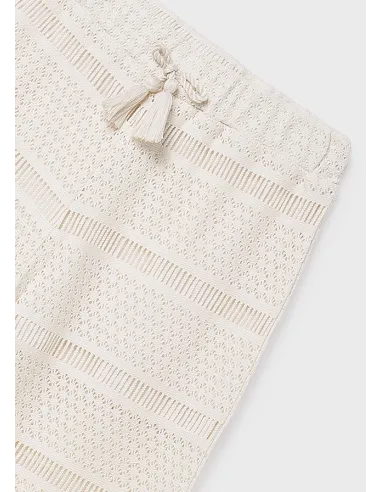 Pantalon largo tipo crochet - Hueso     