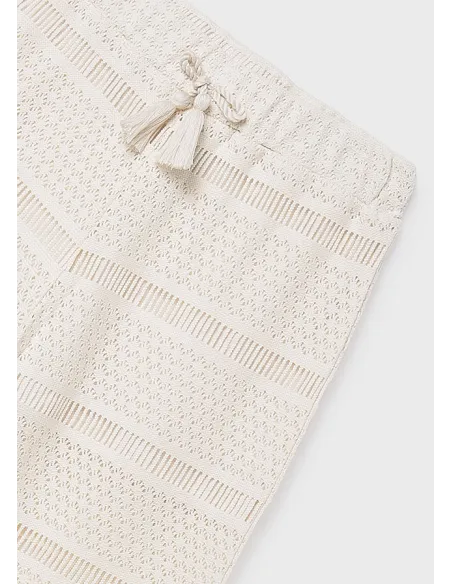 Pantalon largo tipo crochet - Hueso     