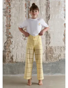 Pantalon largo tipo crochet - Vainilla  