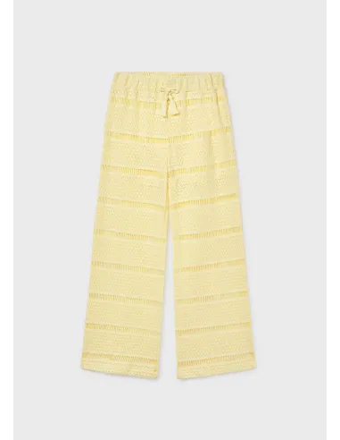 Pantalon largo tipo crochet - Vainilla  
