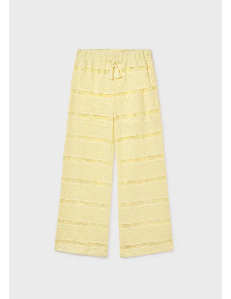 Pantalon largo tipo crochet - Vainilla  