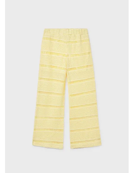 Pantalon largo tipo crochet - Vainilla  