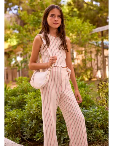 Conj. pantalon largo rayas - Crd-coral 