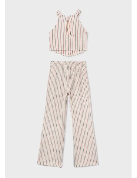 Conj. pantalon largo rayas - Crd-coral 