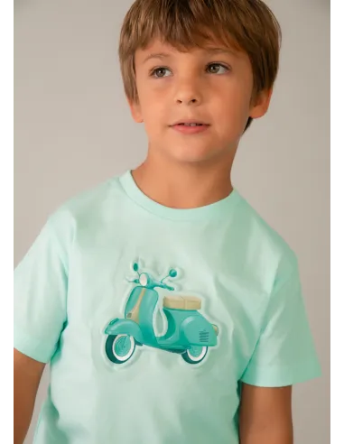 Camiseta m/c embossed vespa - Menta     