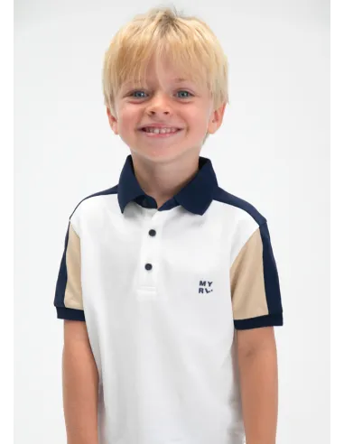 Polo m/c combinado - Nata-nuez 