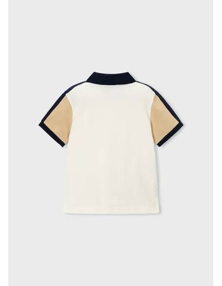 Polo m/c combinado - Nata-nuez 