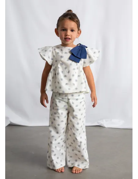 Conj. pantalon largo estampad - Hueso     