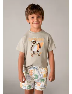 Bañador bermuda estampado - Nata      