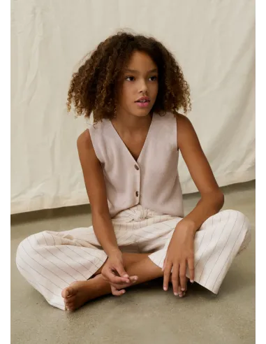 Top tricot botones - Almendra m