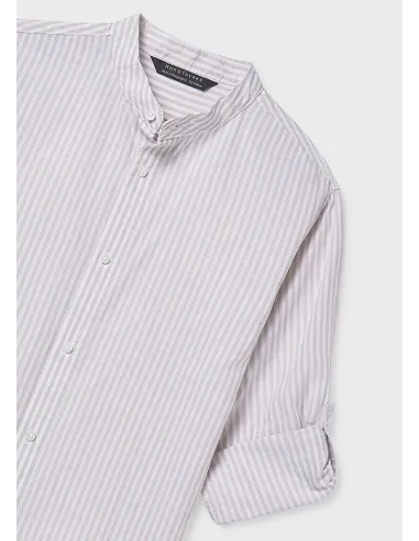 Camisa m/l cuello mao - Piedra    