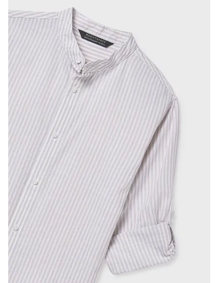 Camisa m/l cuello mao - Piedra    