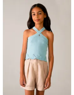 Pantalon corto imitacion lino - Arena     