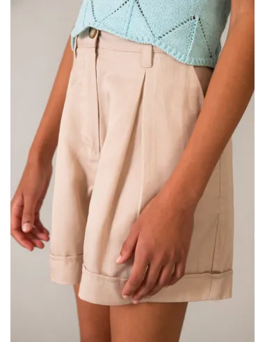 Pantalon corto imitacion lino - Arena     