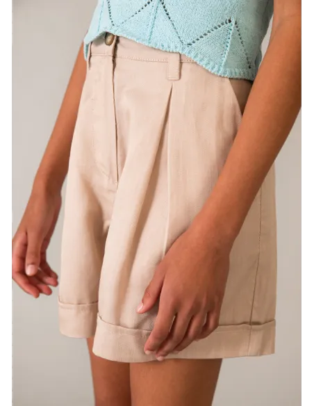 Pantalon corto imitacion lino - Arena     