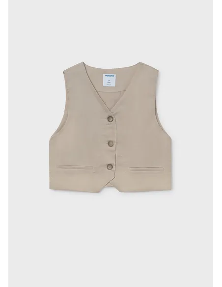 Chaleco botones imitacion lin - Arena     