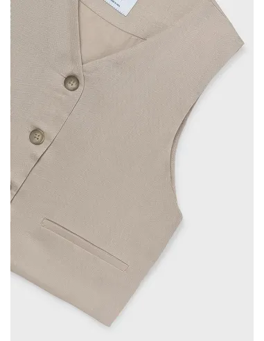 Chaleco botones imitacion lin - Arena     