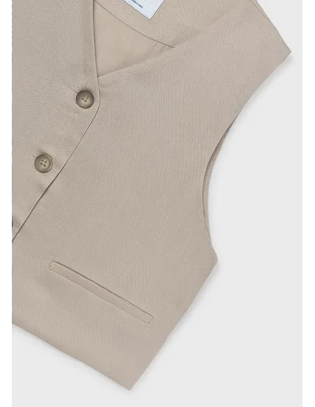 Chaleco botones imitacion lin - Arena     