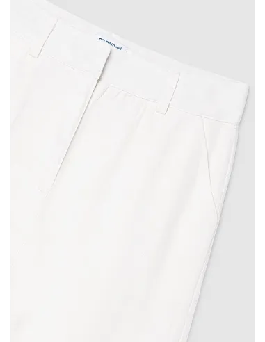 Pantalon largo cinta bordada - Crudo     