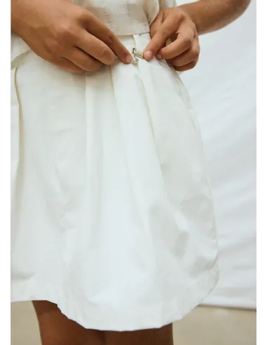 Falda pantalon plana gabardin - Crudo     