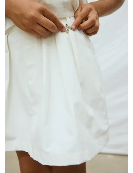 Falda pantalon plana gabardin - Crudo     