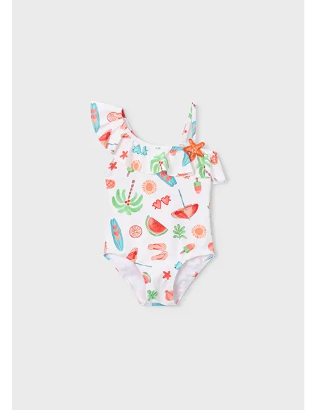 Bañador niña asimetrico - Calabaza  
