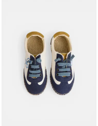 Alpargata kids suela rafia azul marino