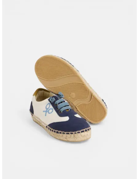 Alpargata kids suela rafia azul marino