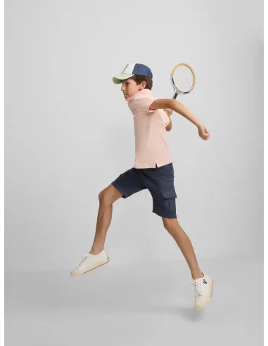Polo kids liso logo rizo coral