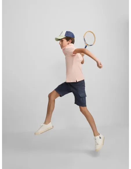 Polo kids liso logo rizo coral