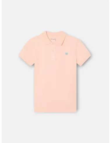 Polo kids liso logo rizo coral