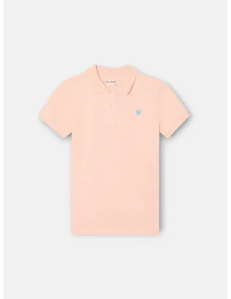 Polo kids liso logo rizo coral
