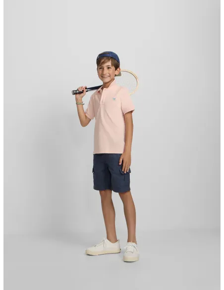 Polo kids liso logo rizo coral