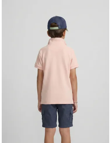 Polo kids liso logo rizo coral